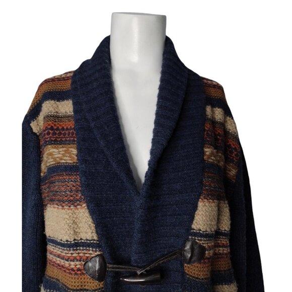 H&M Lambswool Blend Men's Shawl Cardigan Sweater Size M Toggle Boho Grandpa - Picture 3 of 9